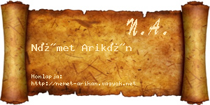 Német Arikán névjegykártya